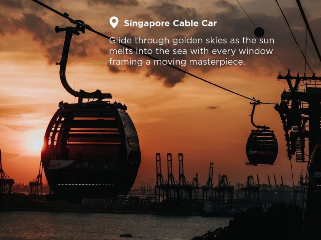 The Singapore Cable Car is a romantic pick for unique date ideas in Singapore for couples