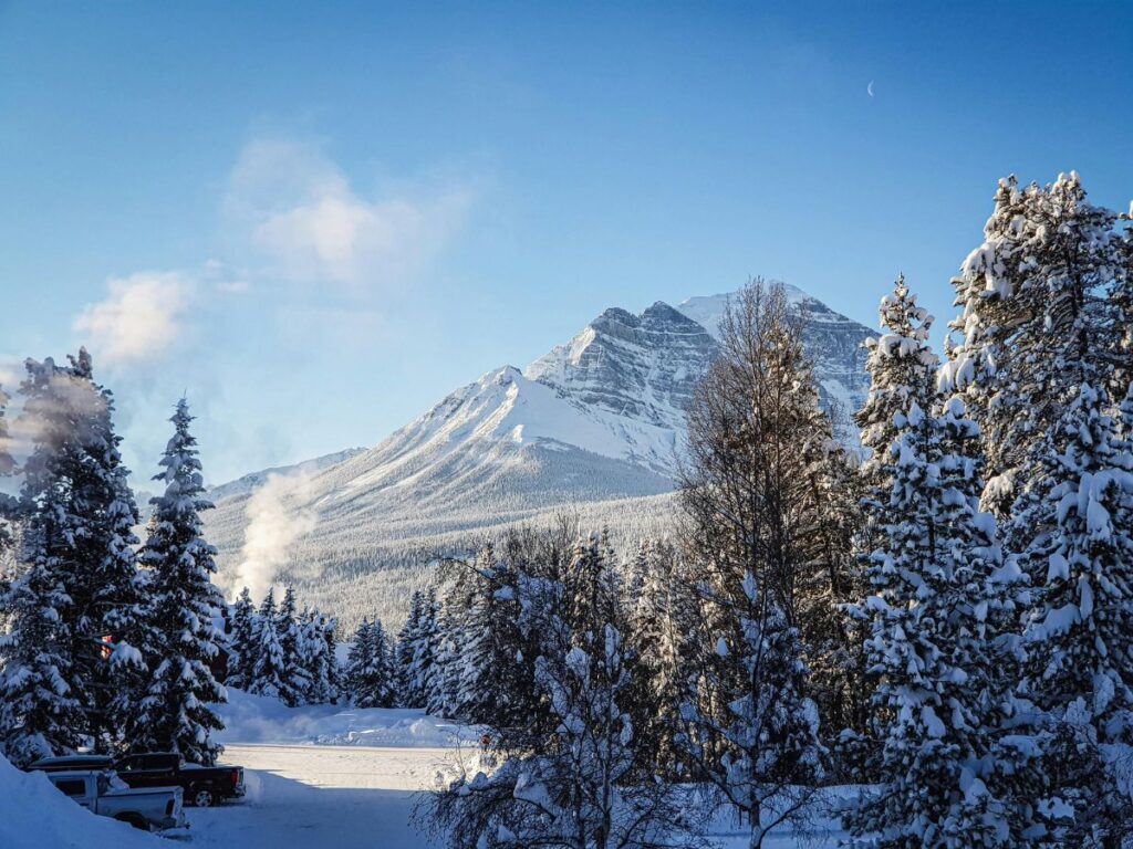 Banff offers frozen lakes and mountain adventures as the best christmas getaways for couples