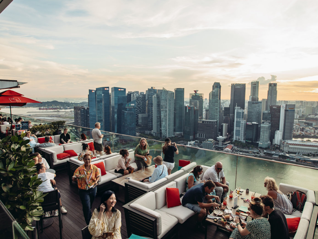 rooftop brunch singapore at CÉ LA VI Marina Bay Sands couple experience
