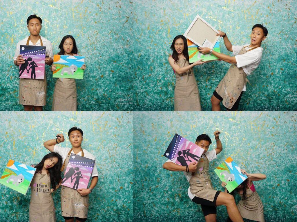 fun date night ideas at home style sip and paint date at Paintblush Singapore