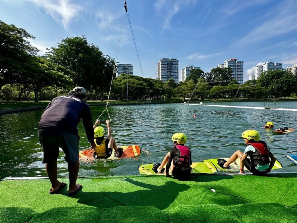 fun activities for couples singapore at Singapore Wake Park wakeboarding date
