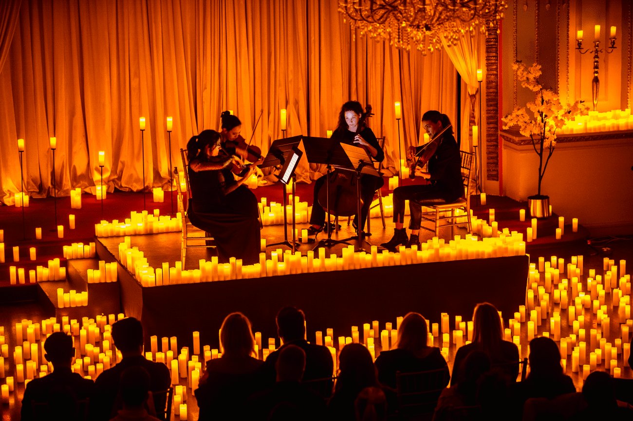 String quartet performing by candlelight at Candlelight: A Haunted Evening of Halloween Classics, The Arts House Singapore