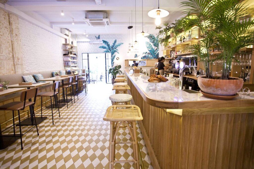 Merci Marcel Tiong Bahru French cafe interior, a romantic affordable date spot in Singapore