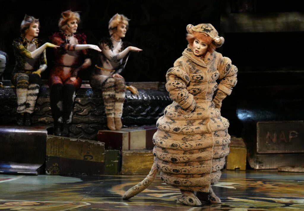 Jennyanydots, the Gumbie Cat, in her striped costume in Cats the Musical