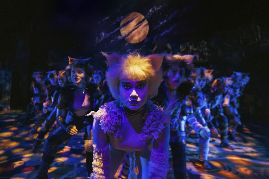 Victoria in front of the Jellicle Cats in Cats the Musical