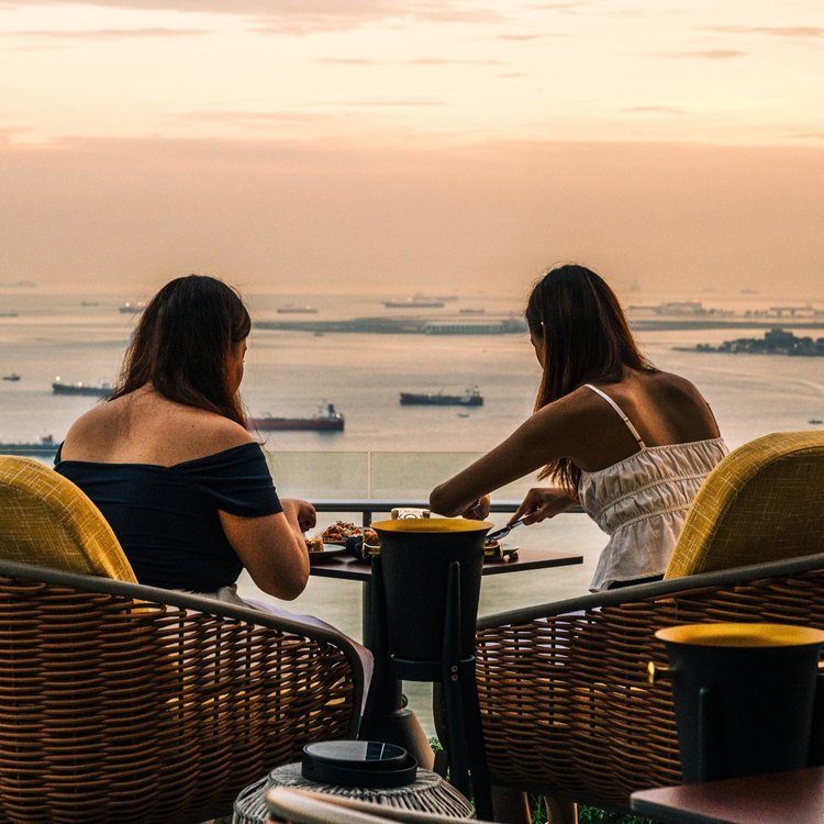 Sunset sea view from the 1-Alfaro rooftop at Labrador Tower, Pasir Panjang