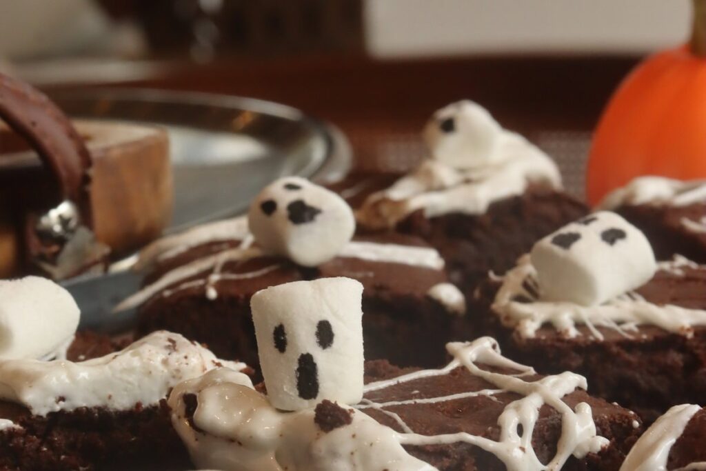 Halloween ghost brownies at Awfully Chocolate Bakery and Cafe
