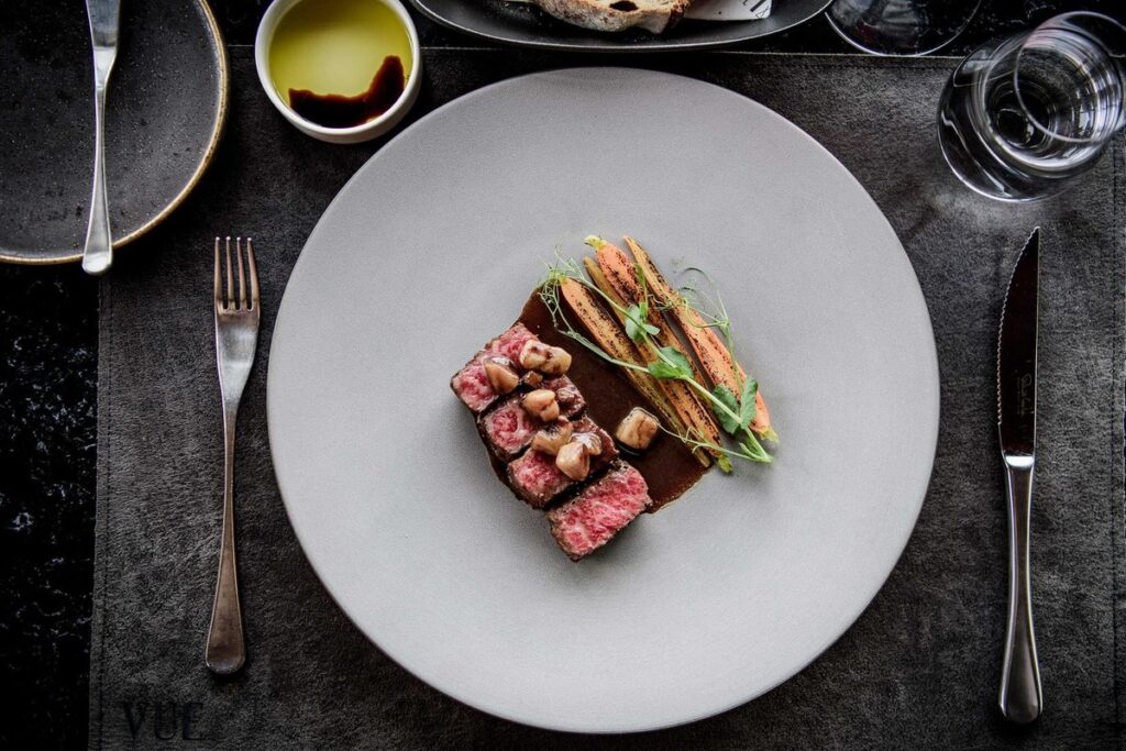 Binchotan-grilled wagyu at VUE